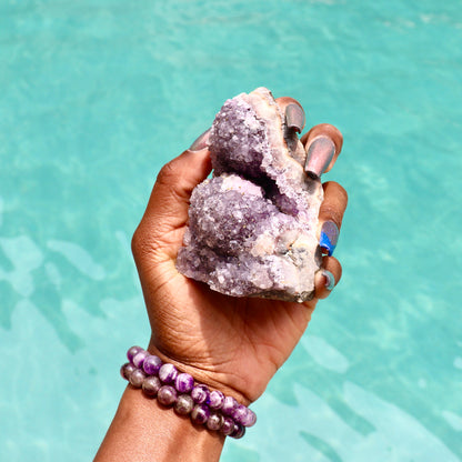KELLY - Pointed Druzy Nebula Amethyst with Polished Edges and Cut Base