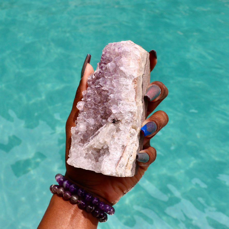 SNOH - Druzy Nebula Amethyst with Polished Edges and Cut Base