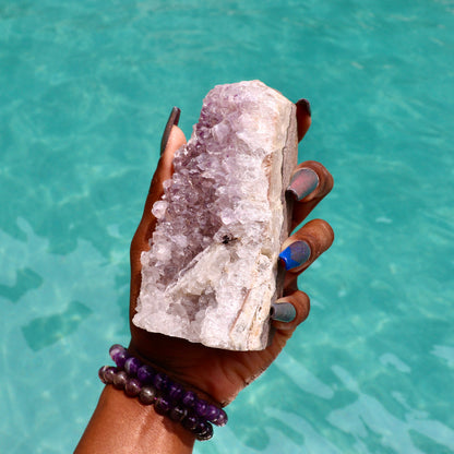 SNOH - Druzy Nebula Amethyst with Polished Edges and Cut Base
