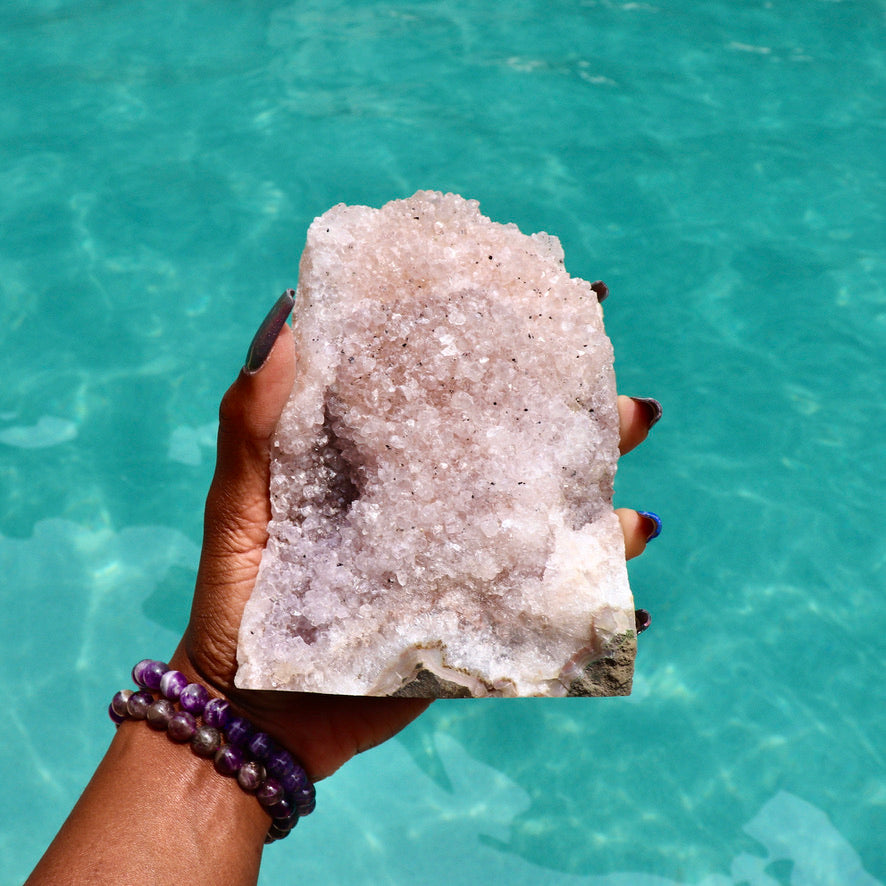 GABRIELLA - Druzy Nebula Amethyst with Polished Edges and Cut Base