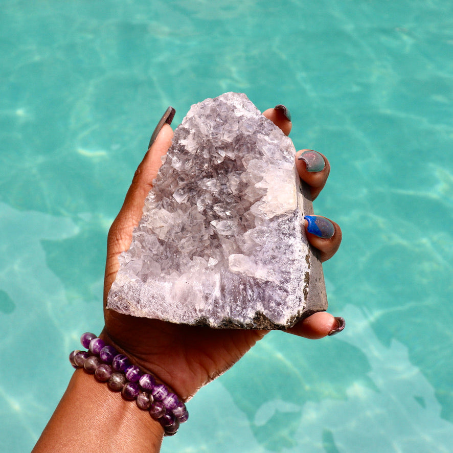 JAZMINE - Druzy Nebula Amethyst with Polished Edges and Cut Base