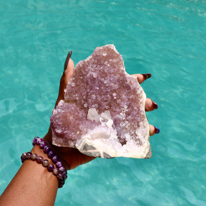 SUMMER - Druzy Nebula Amethyst with Polished Edges and Cut Base