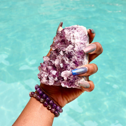 SOLANA - Druzy Nebula Amethyst with Polished Edges and Cut Base