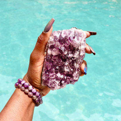 SOLANA - Druzy Nebula Amethyst with Polished Edges and Cut Base