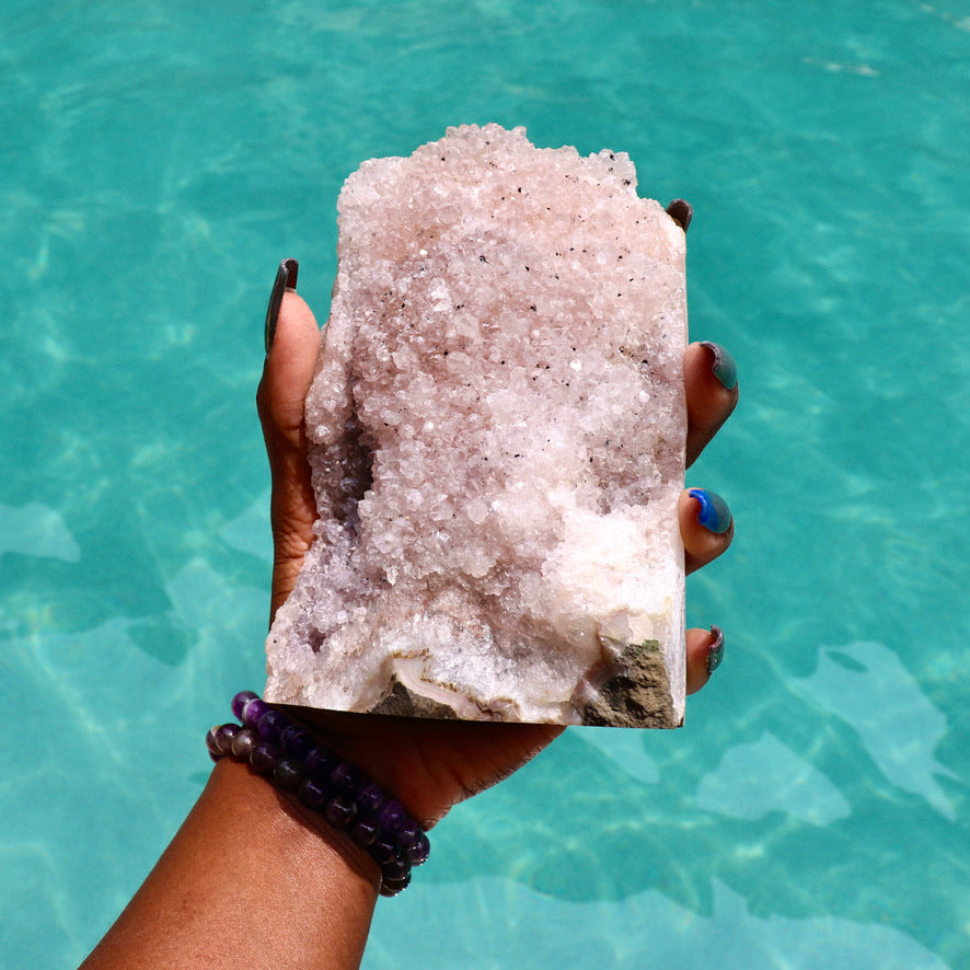 GABRIELLA - Druzy Nebula Amethyst with Polished Edges and Cut Base