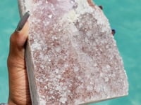 KEYSHIA (calcite inclusions) - Druzy Nebula Amethyst with Polished Edges and Cut Base