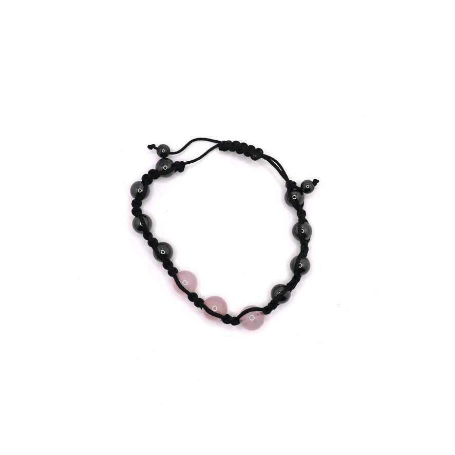 Magnetic Hematite & Rose Quartz Elastic Bracelet