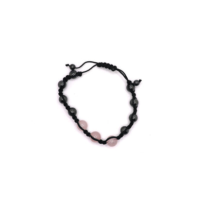 Magnetic Hematite & Rose Quartz Elastic Bracelet