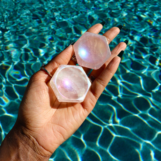Small Aura Rose Quartz Bowls (2.00")
