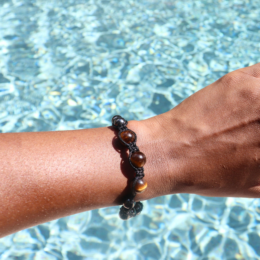 Magnetic Hematite & Tiger's Eye Elastic Bracelet