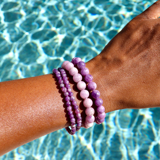 4 mm and 6-8 mm lepidolite bracelets