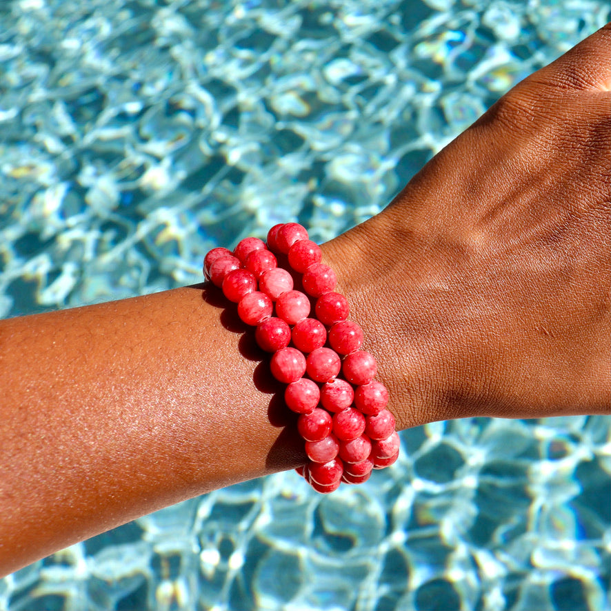 8 mm red mountain jade bracelet