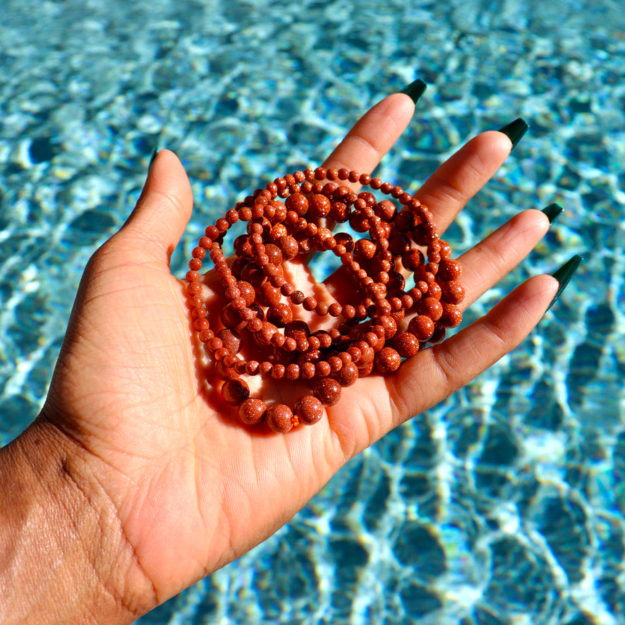 4 mm and 6-8 mm goldstone bracelets