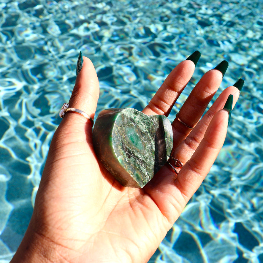 Green Jasper Heart