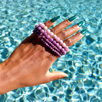 4 mm and 6-8 mm lepidolite bracelets