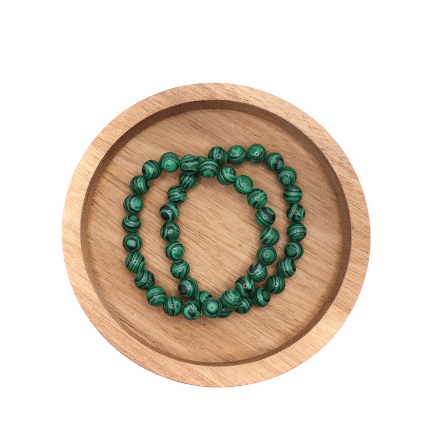 8 mm Reconstituted Malachite Elastic Bracelet