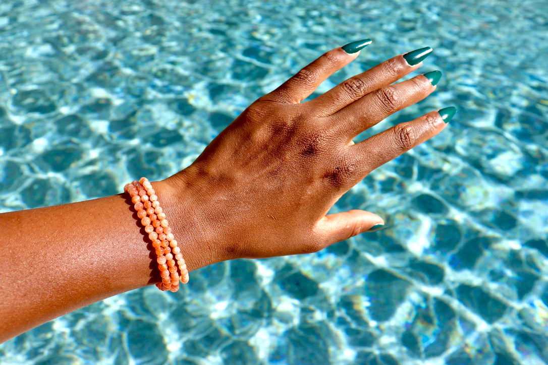 4 mm and 6-8 mm sunstone bracelets