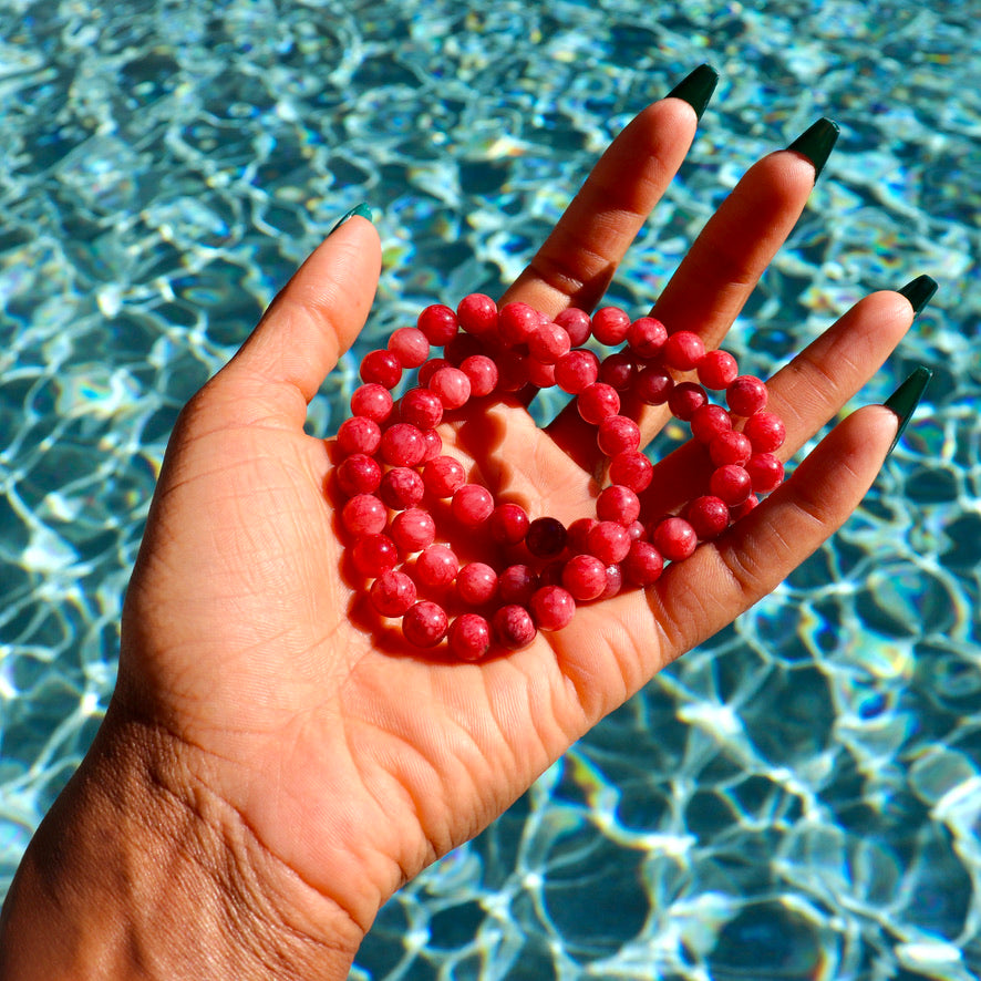8 mm red mountain jade bracelet