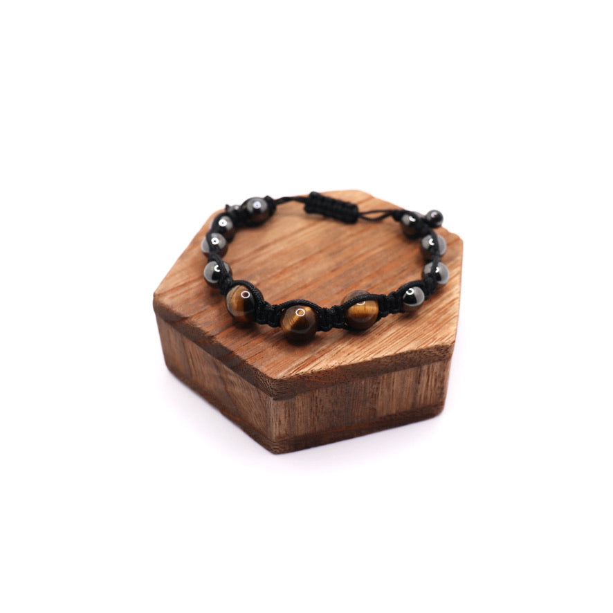 Magnetic Hematite & Tiger's Eye Elastic Bracelet