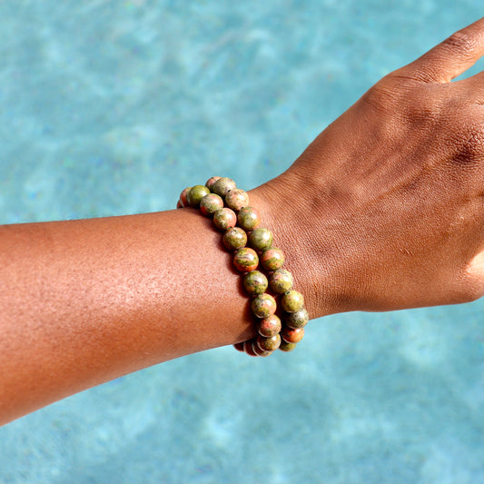 8 mm unakite bracelet