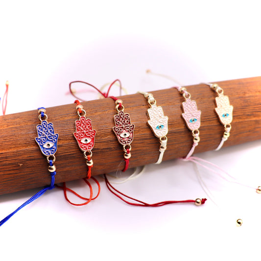 Gold Fatima Hand with Evil Eye Adjustable Bracelet