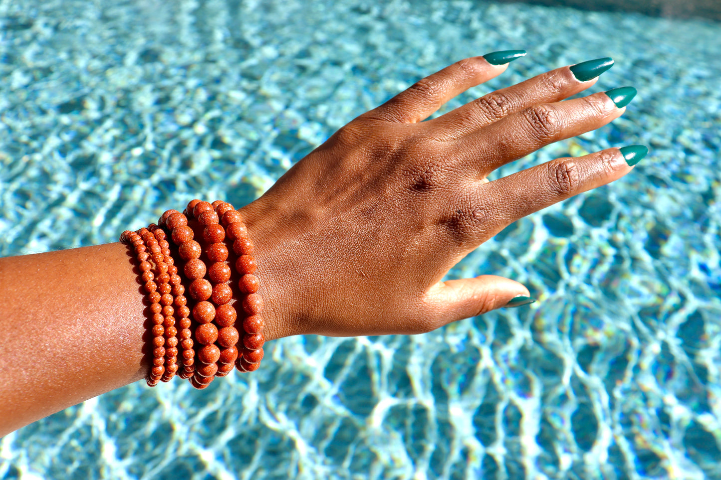 4 mm and 6-8 mm goldstone bracelets