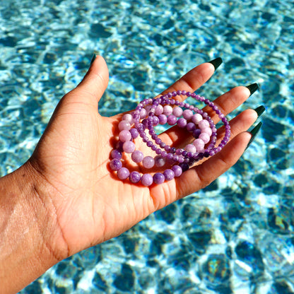 4 mm and 6-8 mm lepidolite bracelets
