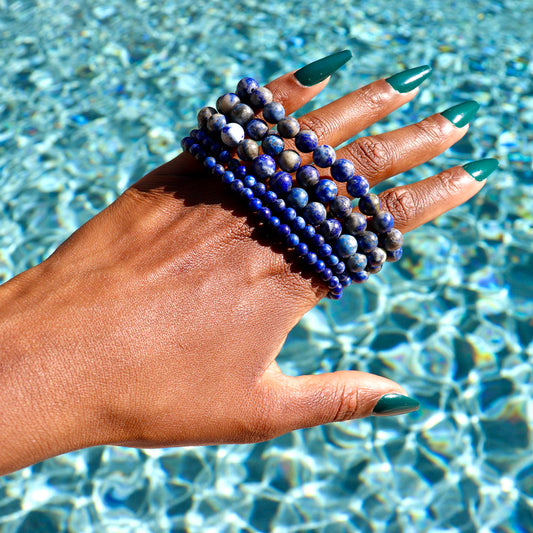 4 mm and 8 mm lapis lazuli elastic bracelet