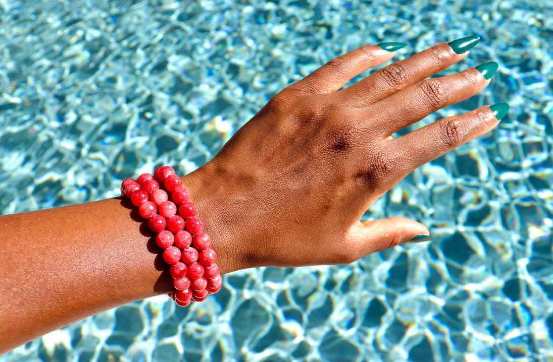 8 mm red mountain jade bracelet