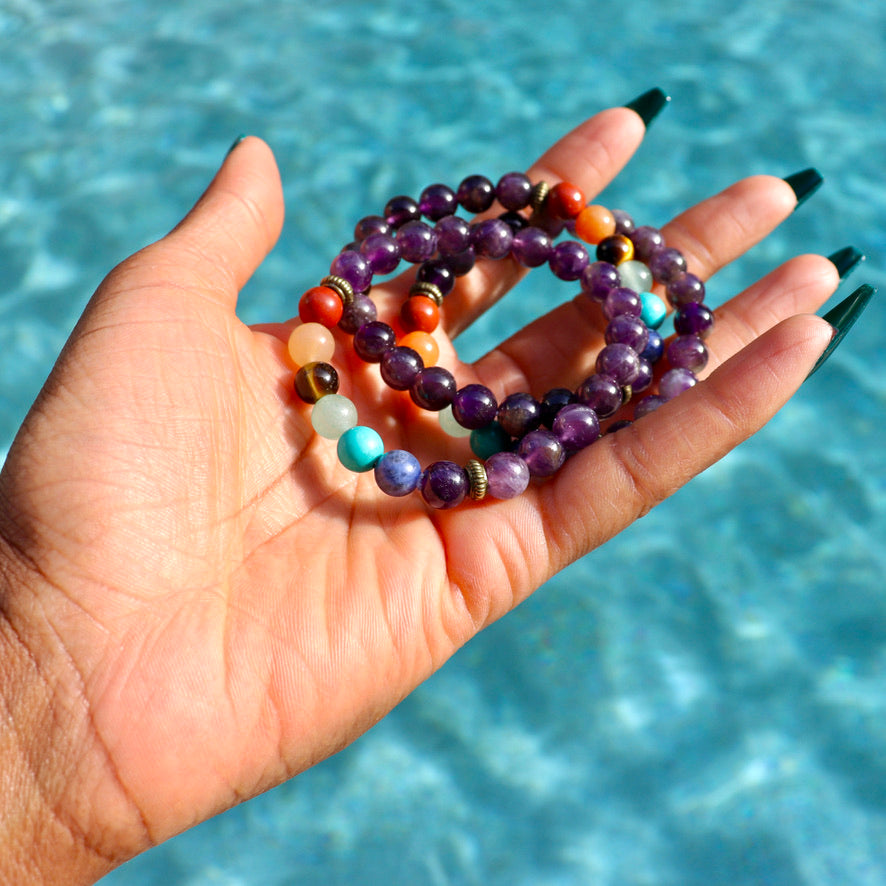 8 mm 7 chakra stone amethyst bracelet