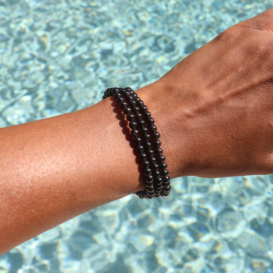 4 mm black obsidian bracelet