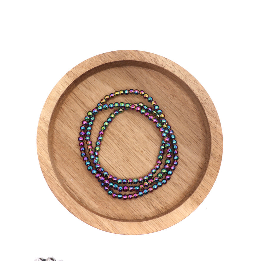 4 mm Rainbow Hematite Elastic Bracelet