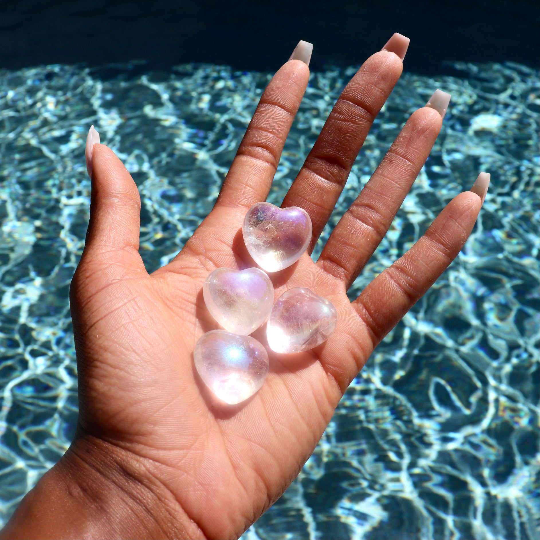 1" 1 inch aura quartz crystal heart